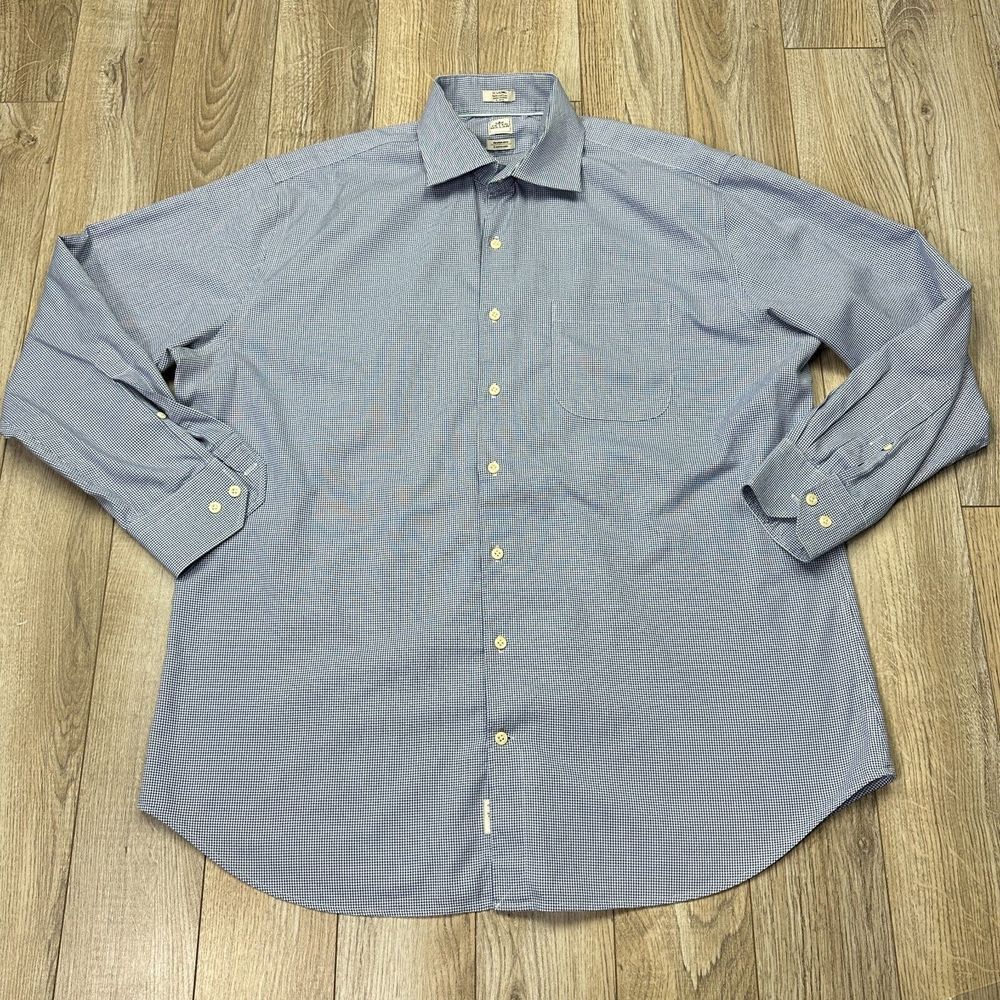 peter millar nanoluxe shirt mens‎ 17.5 long blue check long sleeve